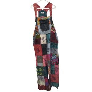 Rhea Patchwork Jumpsuit Overalls Wide Leg Boho Festival Hippie Gypsy Womens XL